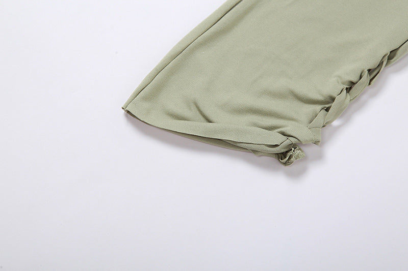 Solid Color Hollow Skinny Casual Pants