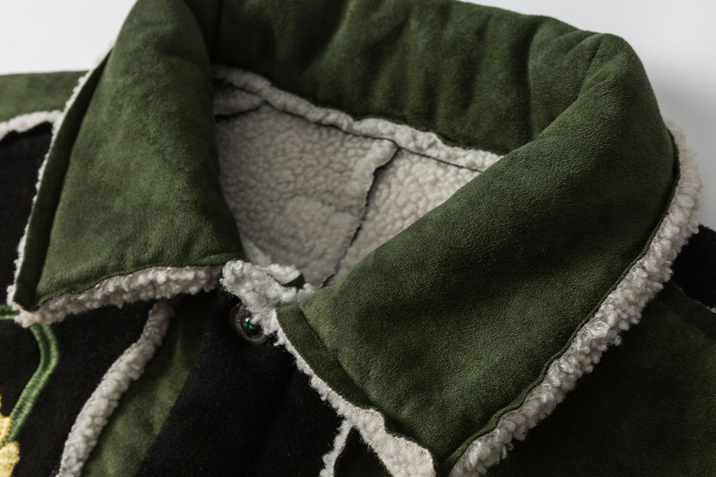 Color Contrast Patchwork Suede Lambswool Coat