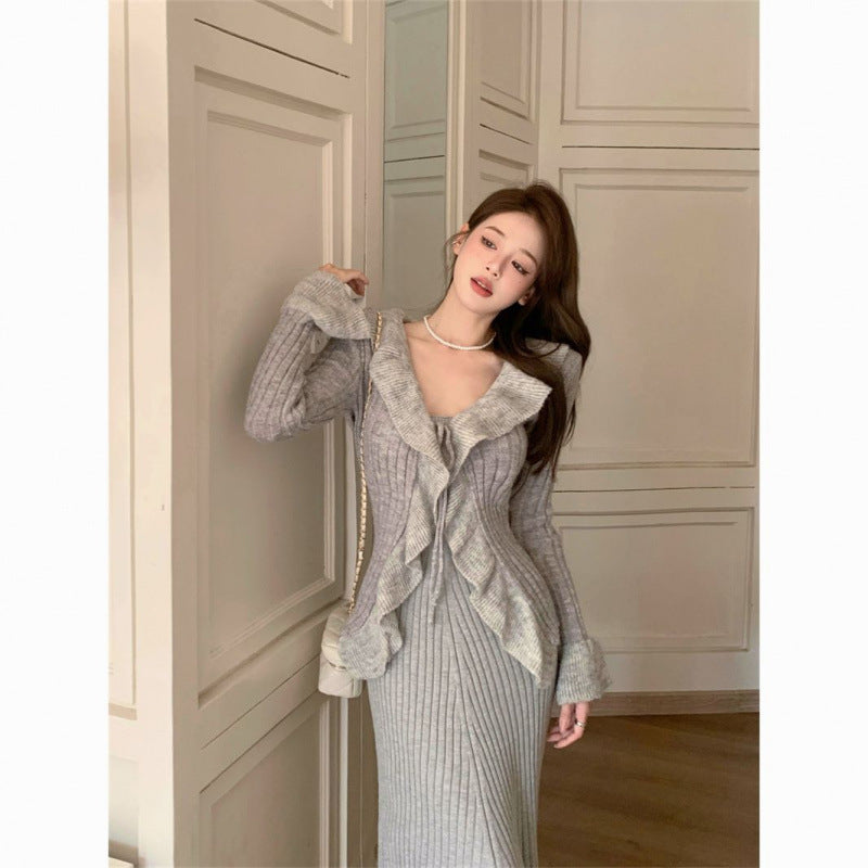 Autumn And Winter Gentle Bell Sleeve Knitted Cardigan