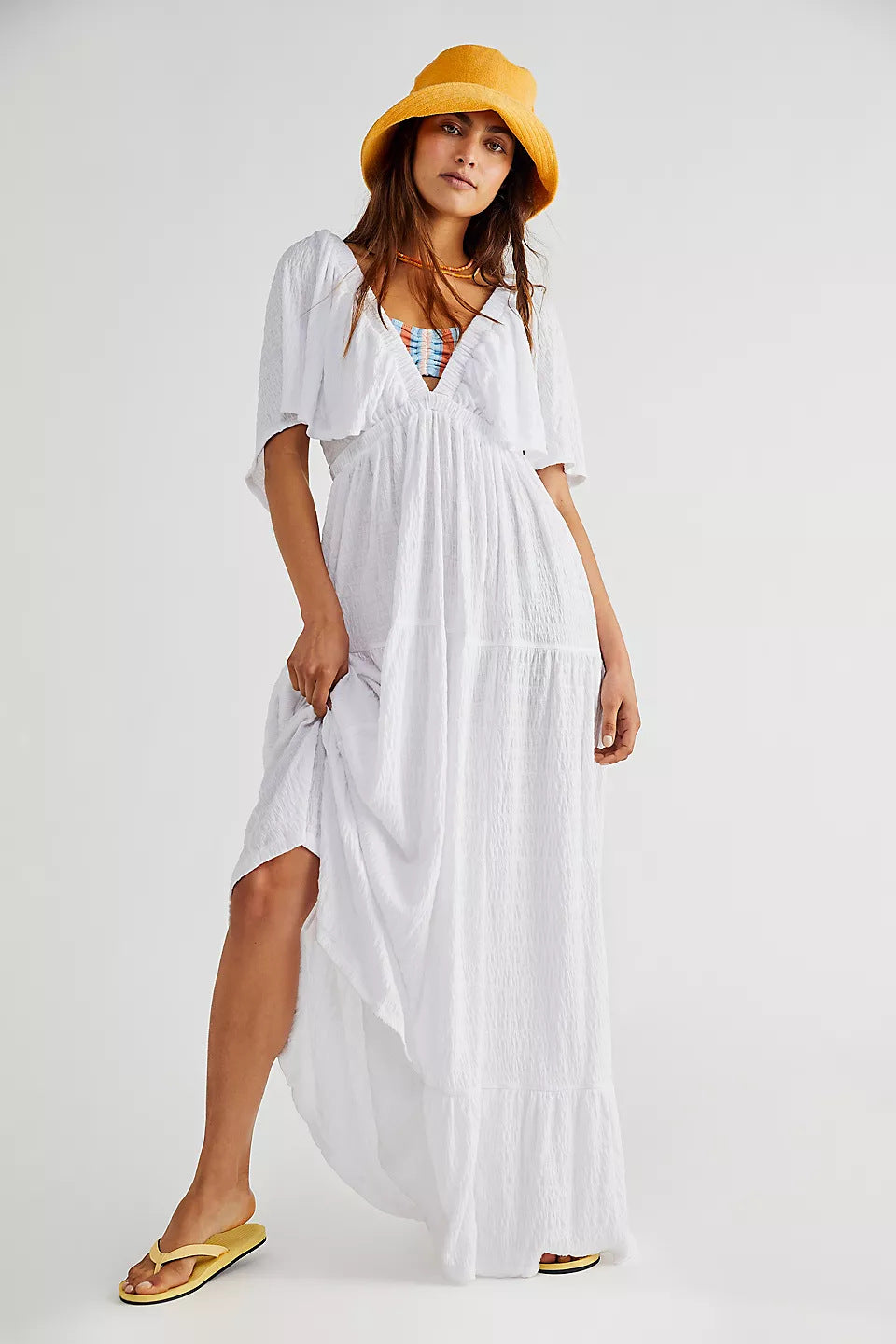 Leisure Fashion Summer V-neck Loose Long Dress