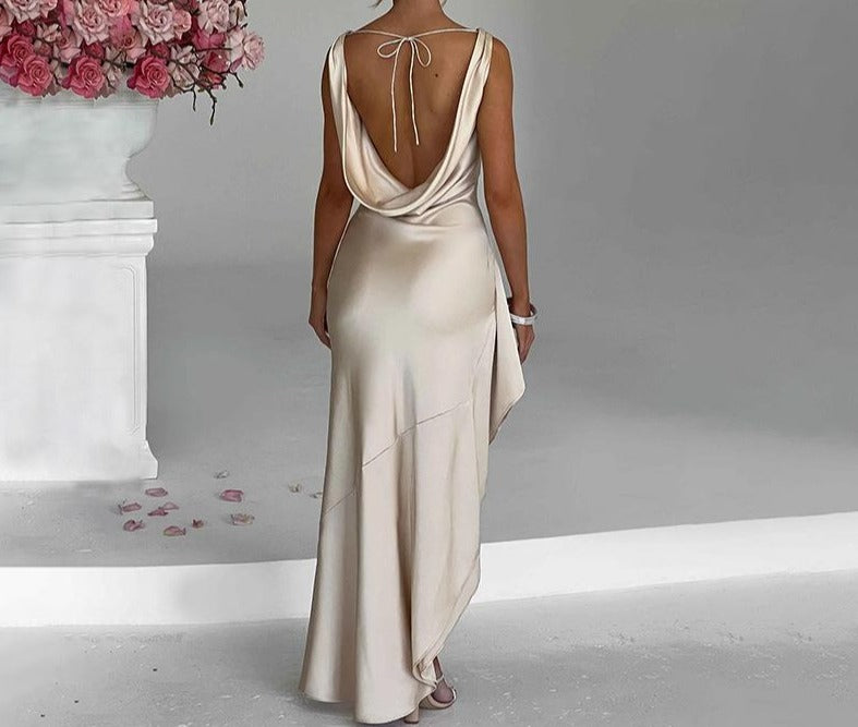 Backless Slim Fit High Slit Suspender Dress