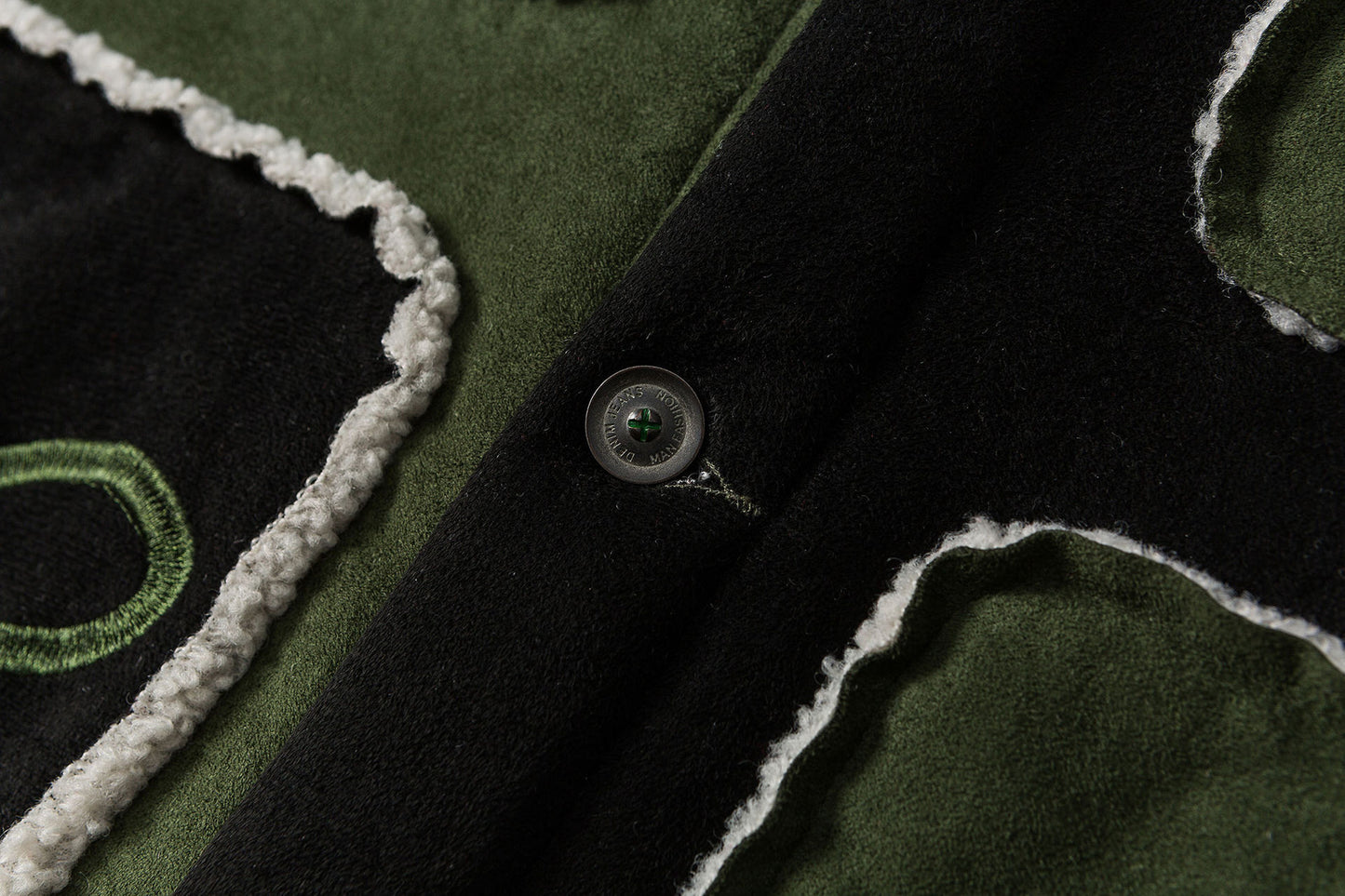 Color Contrast Patchwork Suede Lambswool Coat