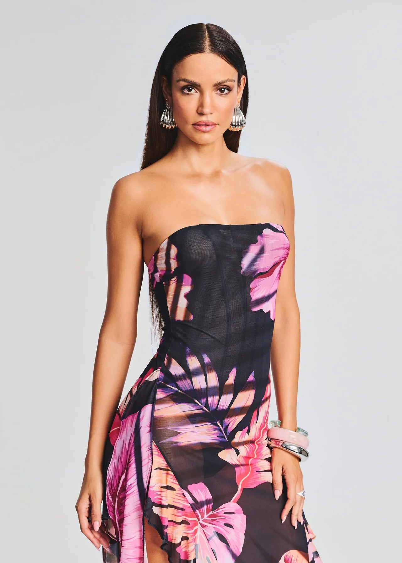 Slim Fit Slimming Dress Printed Backless Sexy Irregular Tube Top Short Skirt