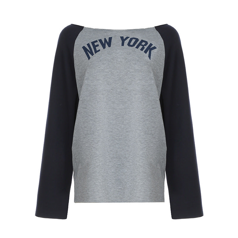 Street Casual Contrast Color Letter Printed T-shirt