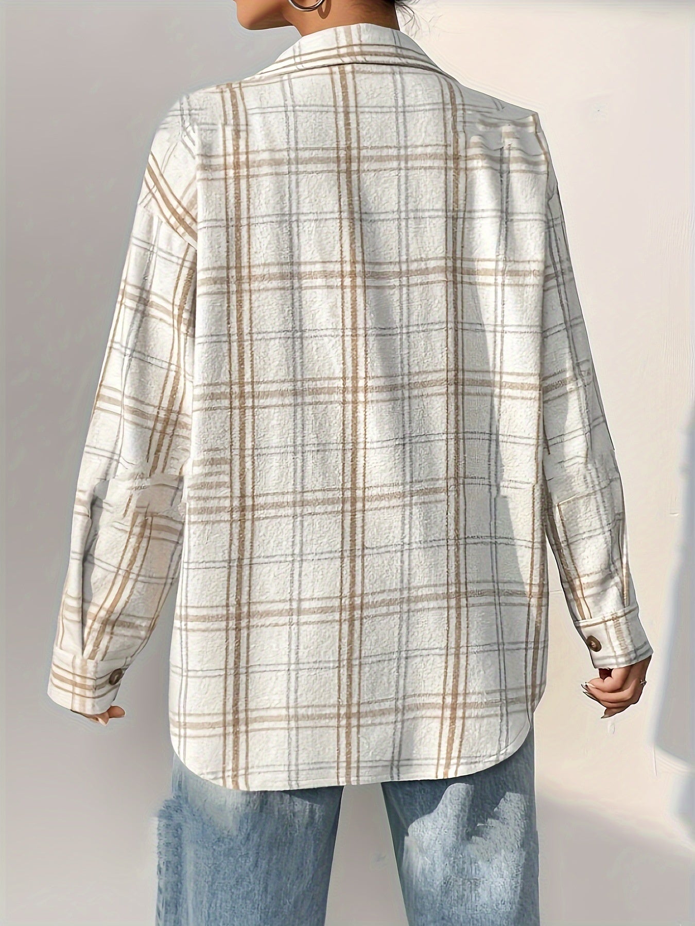 Mid-length Plaid Shirt Jacket Cardigan Shirt