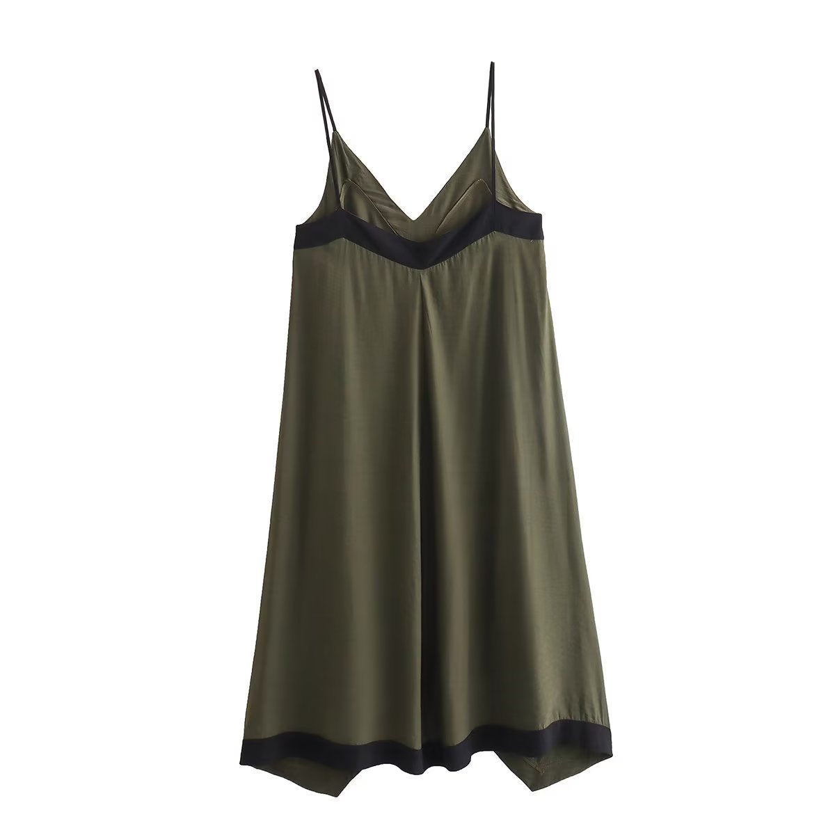 Summer New Two-color Splicing Sling Long Dress Irregular Backless Sexy Dress