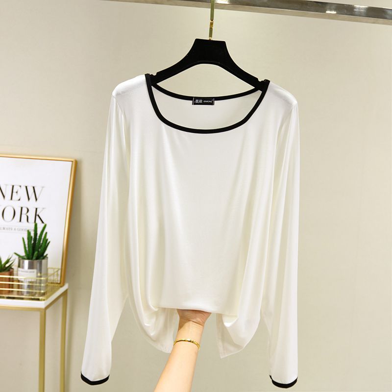 Modal Square Collar Long Sleeve Thin Shirt