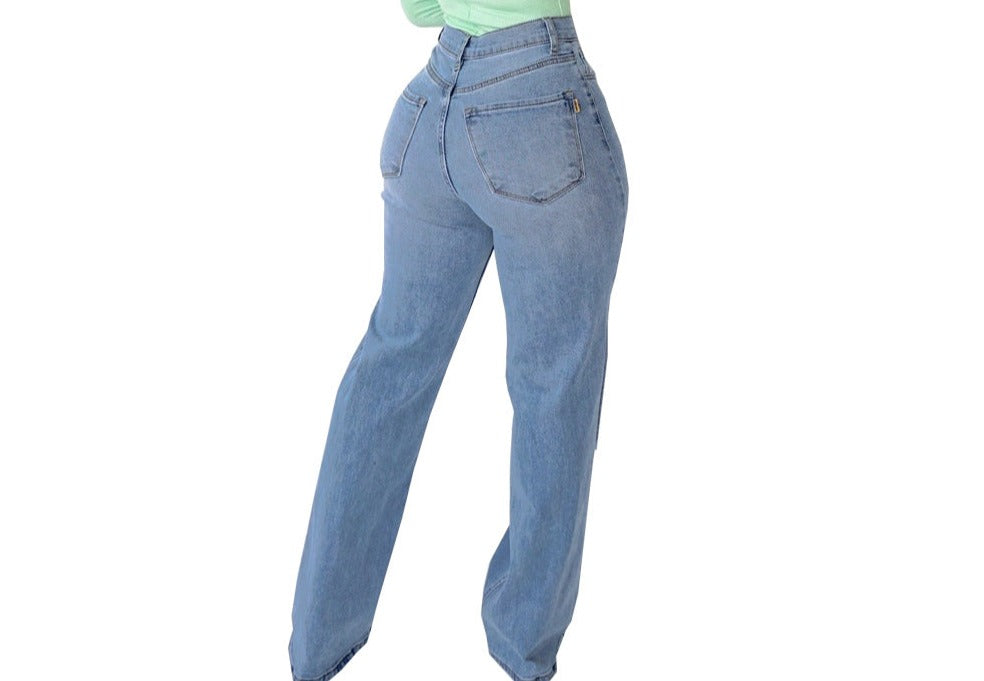 Fashion Personality Hole Stretch Versatile Straight