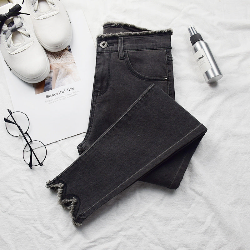 High-rise jeans female nine-point