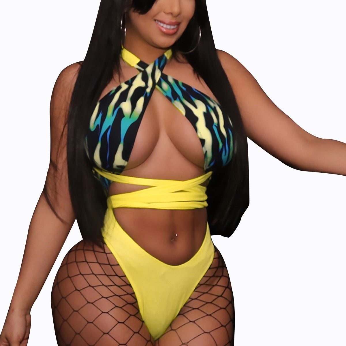 Ripple sexy ladies one-piece swimsuit with straps