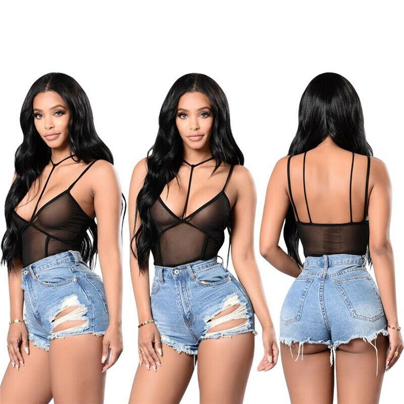 New fashion black mesh one-piece pajamas