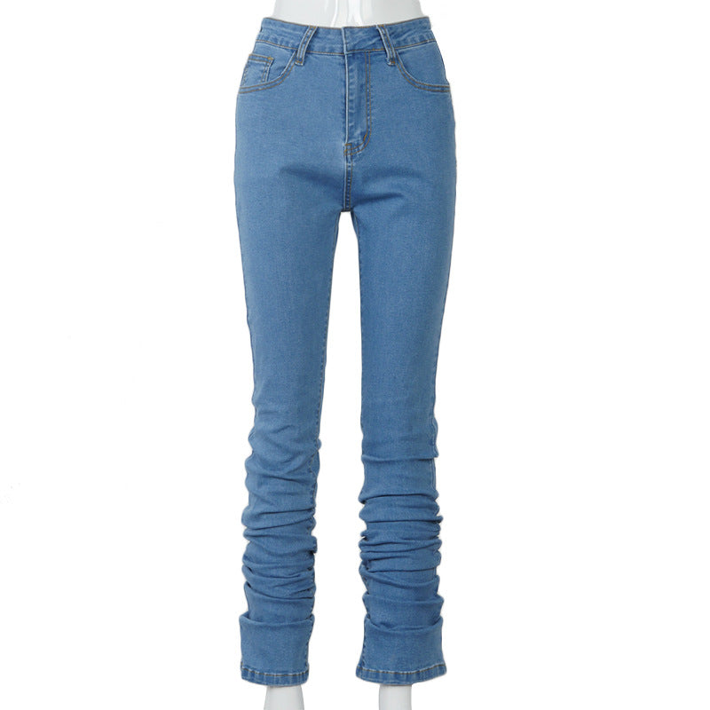 Versatile casual jeans stack pants
