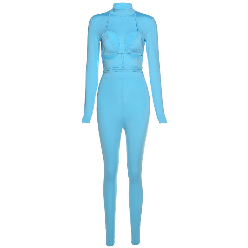 Sexy Hollow Strap Fashion Sports Jumpsuit