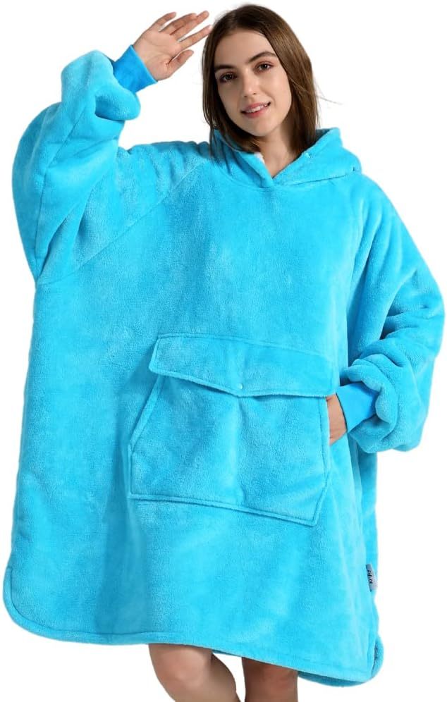 Krifey Wearable Blanket Hoodie, Oversized Sherpa Hooded Cozy Sweatshirt With Giant Pocket