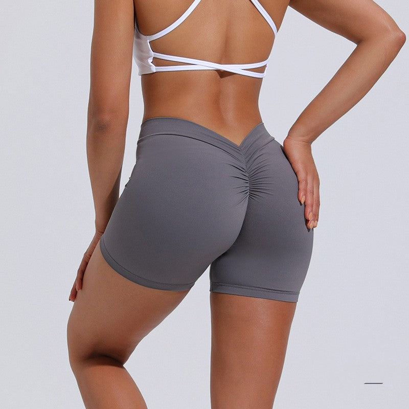 High Waist Hip Lift Back V Yoga Shorts