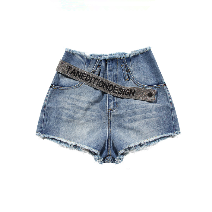 Rhinestone Letter Belt High Waist Big Long Legs