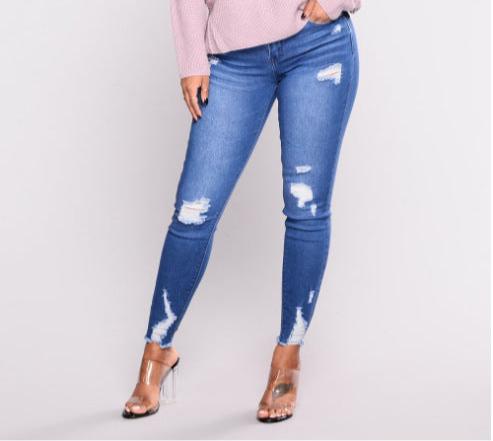 High waist stretch slim pencil feet pants