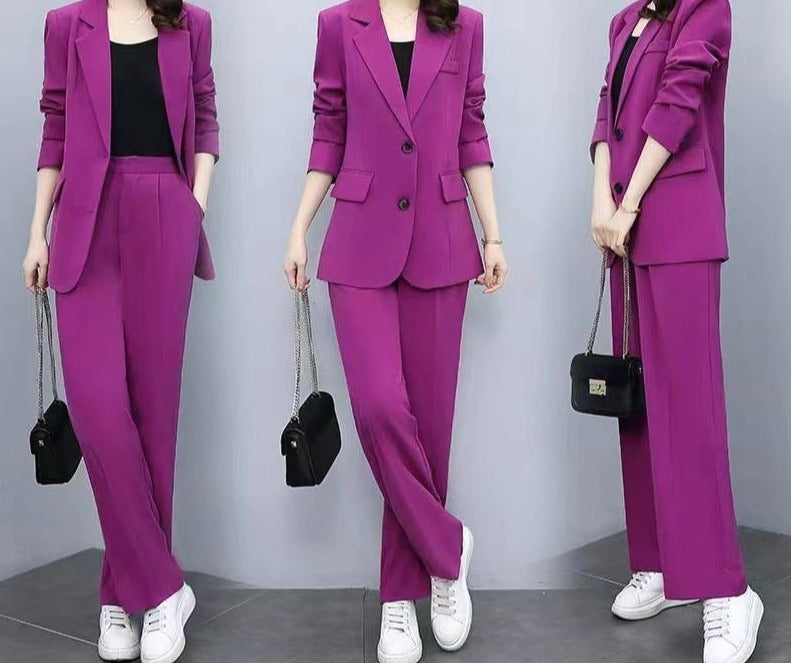 Business Suit Wide Leg Pants Two-piece Suit For Women