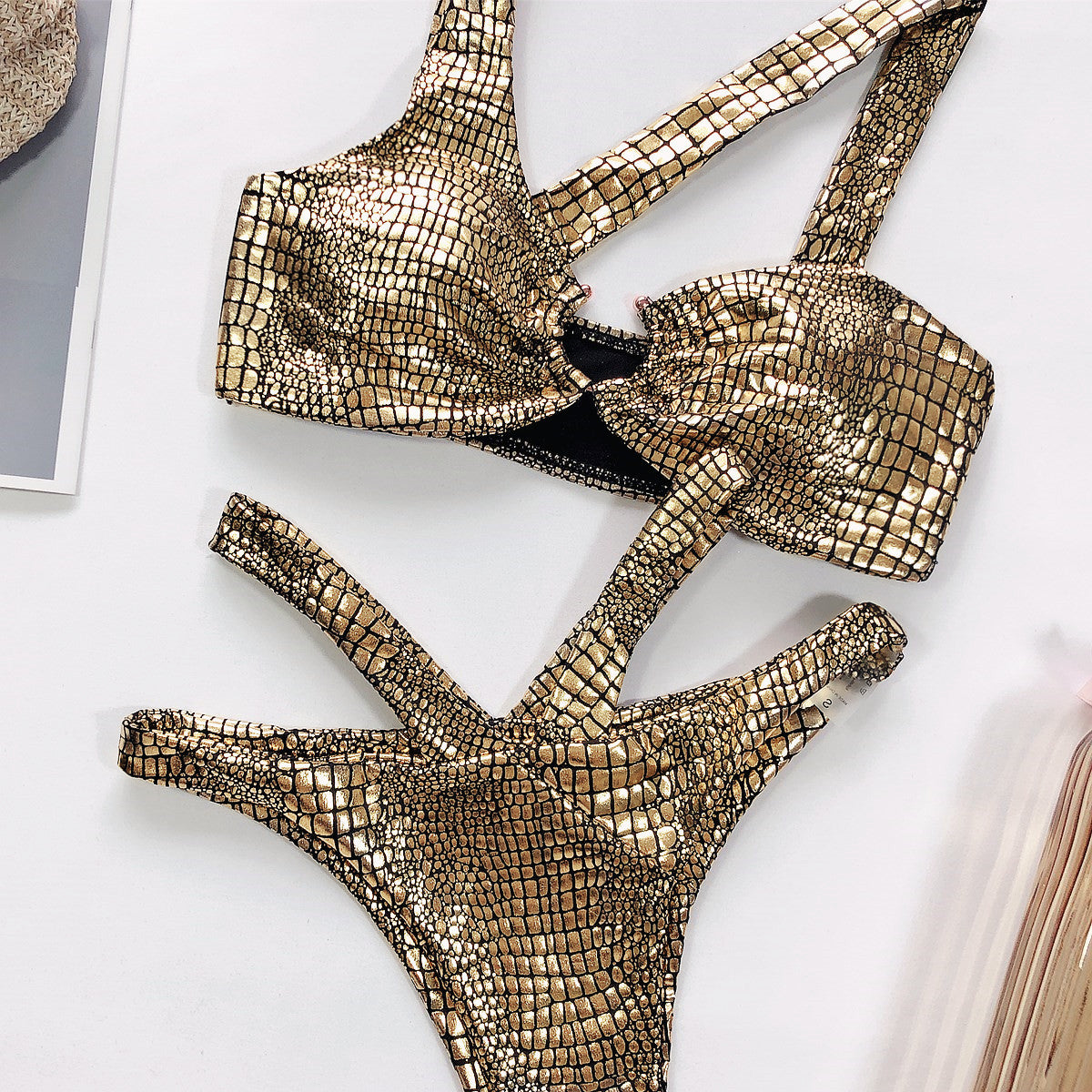 Bronze fabric swimsuit