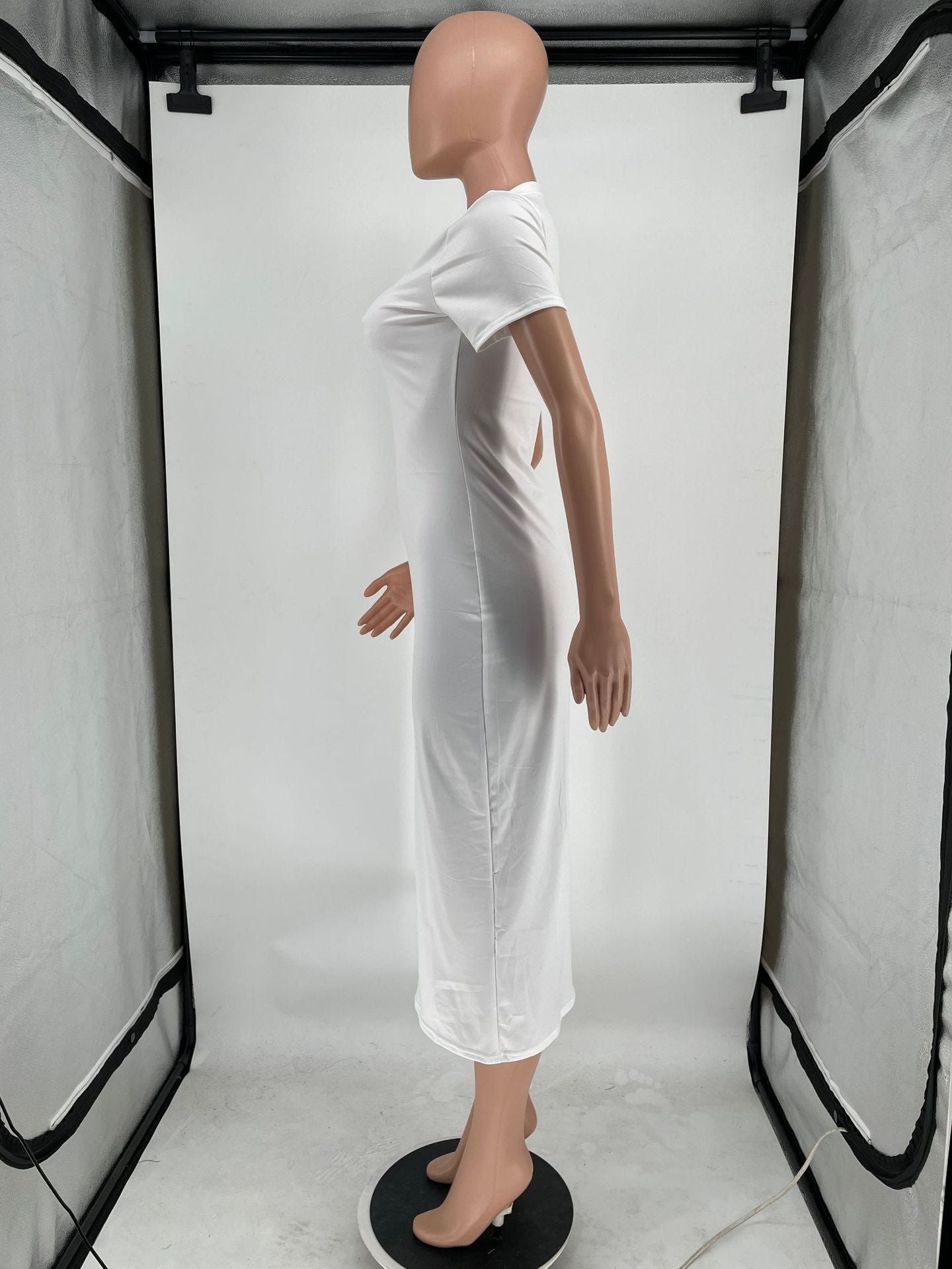 Solid Color U-neck Cute Elastic Slim Dress