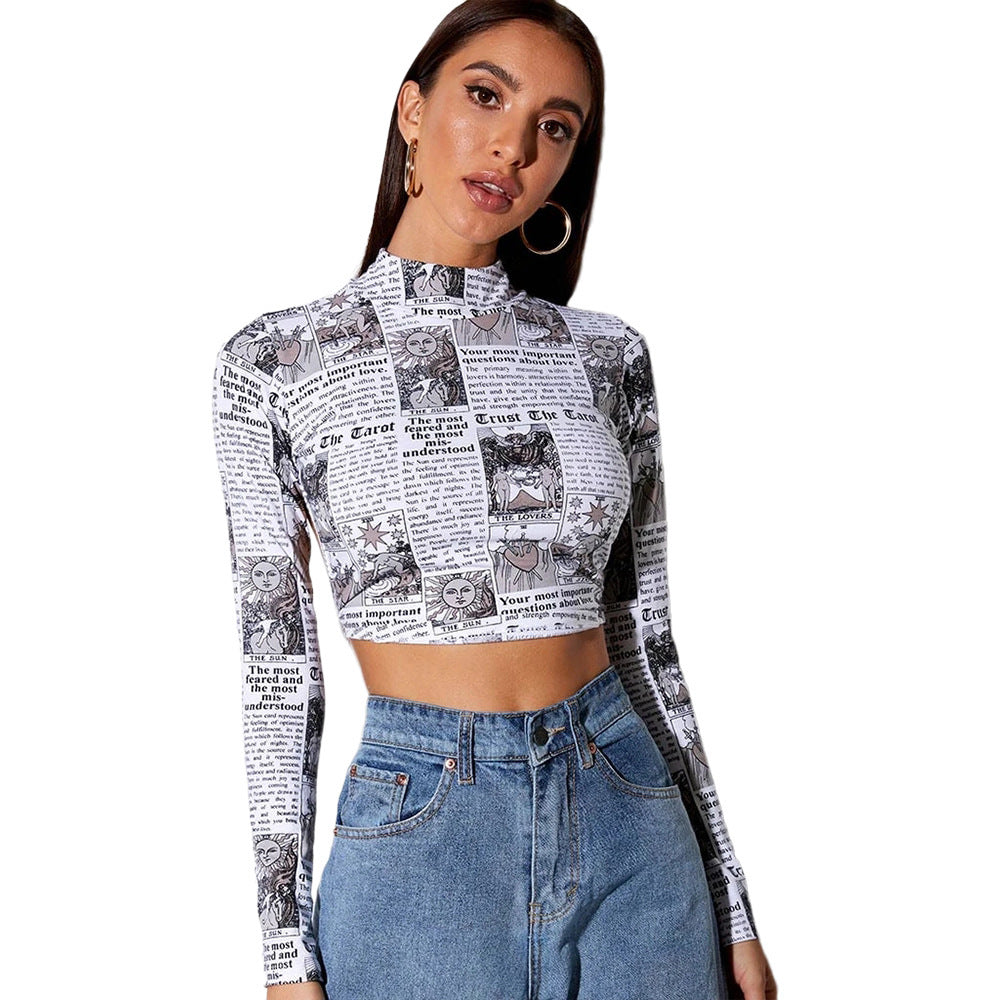 Fashion Printed Short T shirt Long Sleeves
