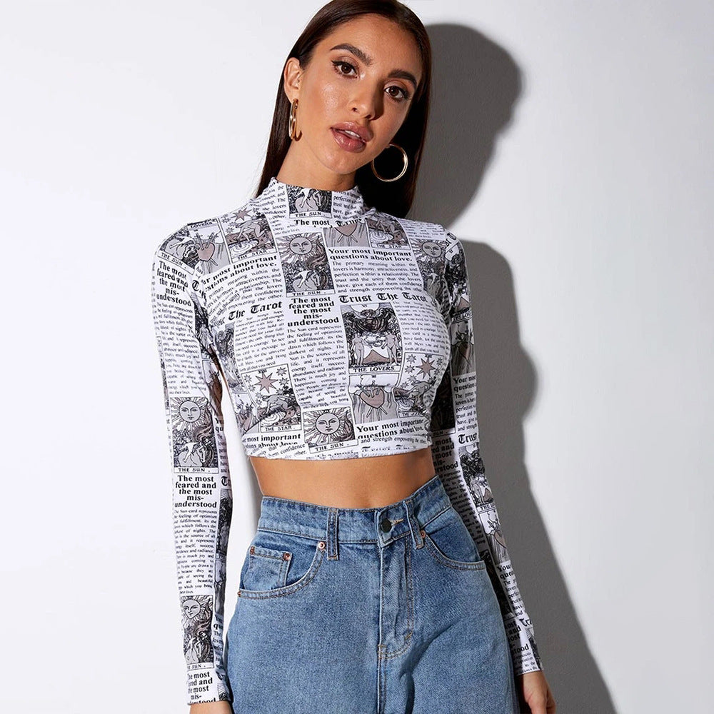 Fashion Printed Short T shirt Long Sleeves