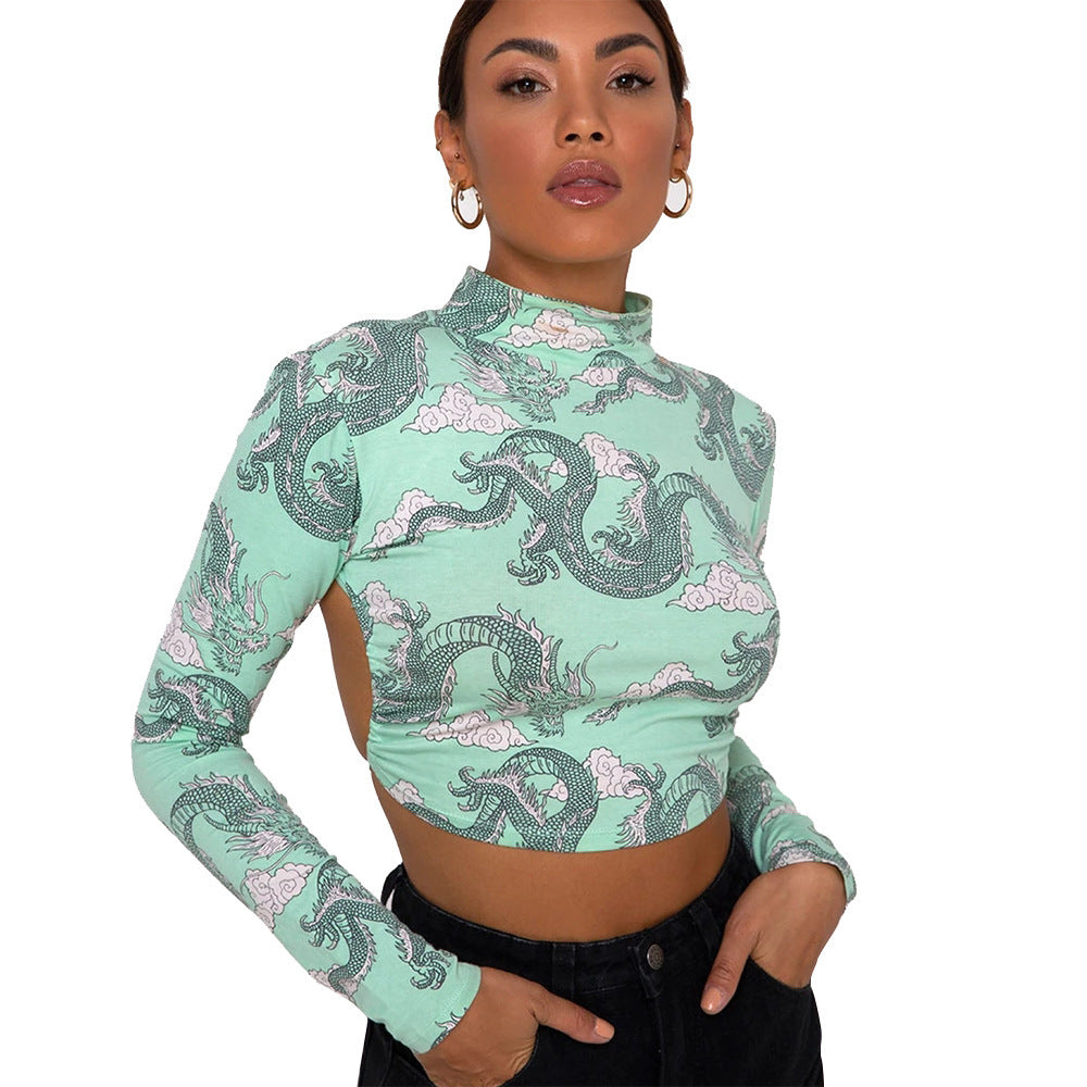 Fashion Printed Short T shirt Long Sleeves