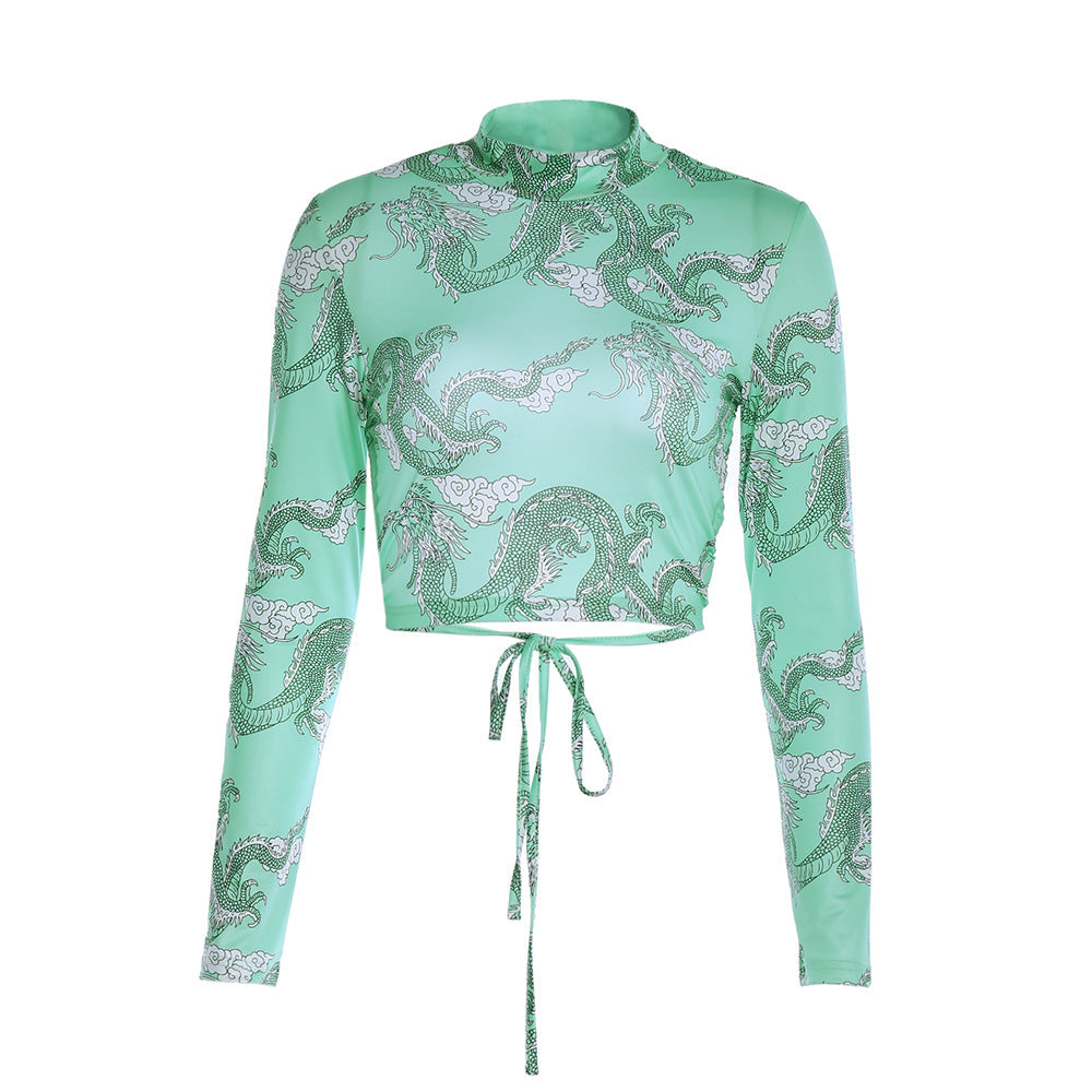 Fashion Printed Short T shirt Long Sleeves
