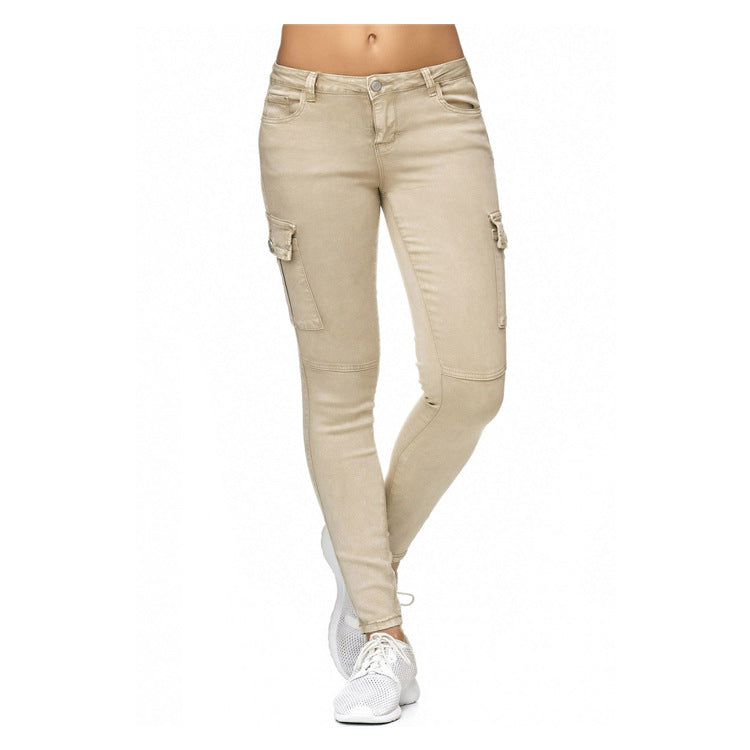 Women'S With Three Dimensional Side Pockets And Skinny Pants