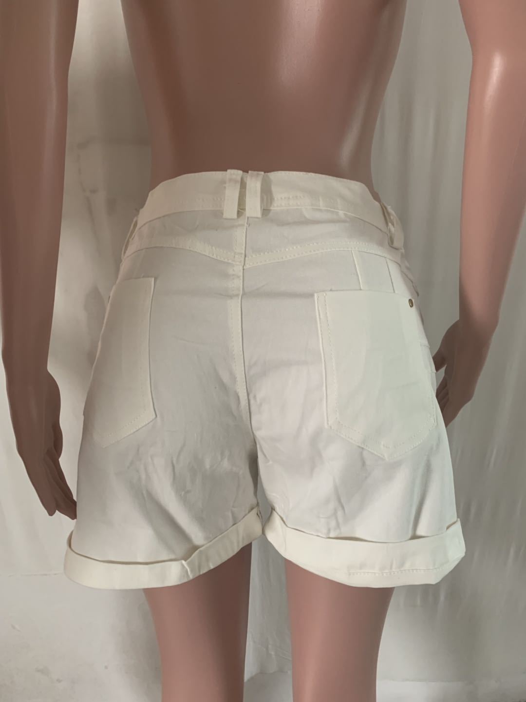 Waistband Washed Denim Shorts Micro Stretch