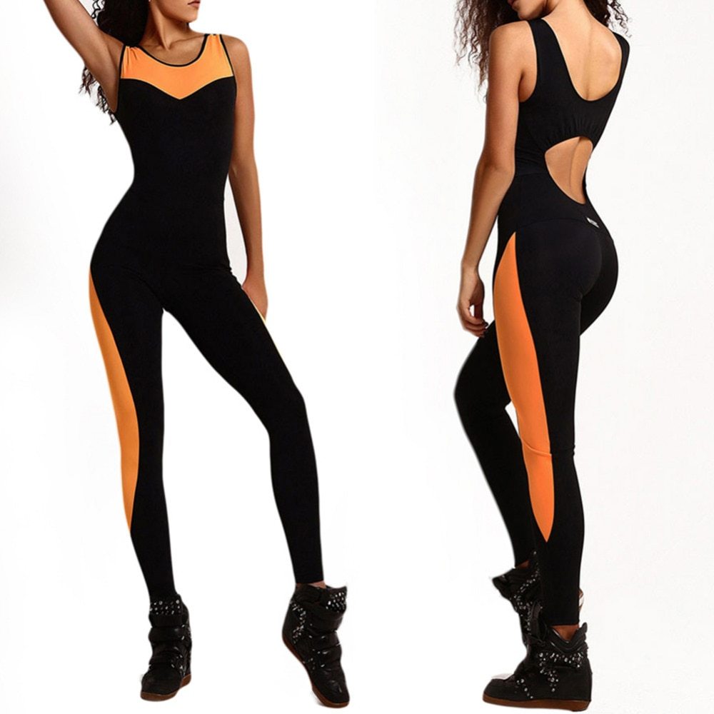 Stitching sports jumpsuit