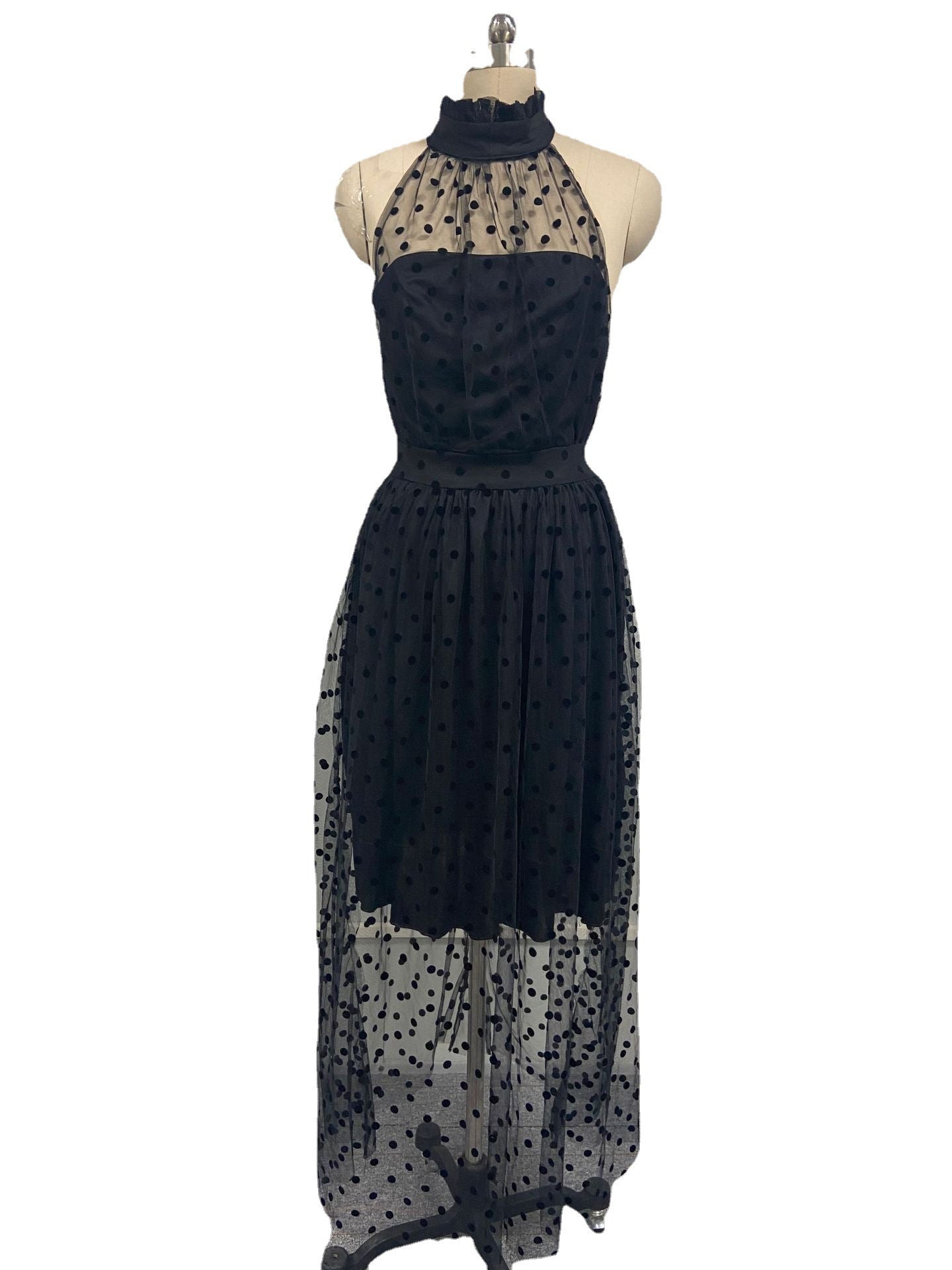 Elegant Black Polka Dot Swing Skirt