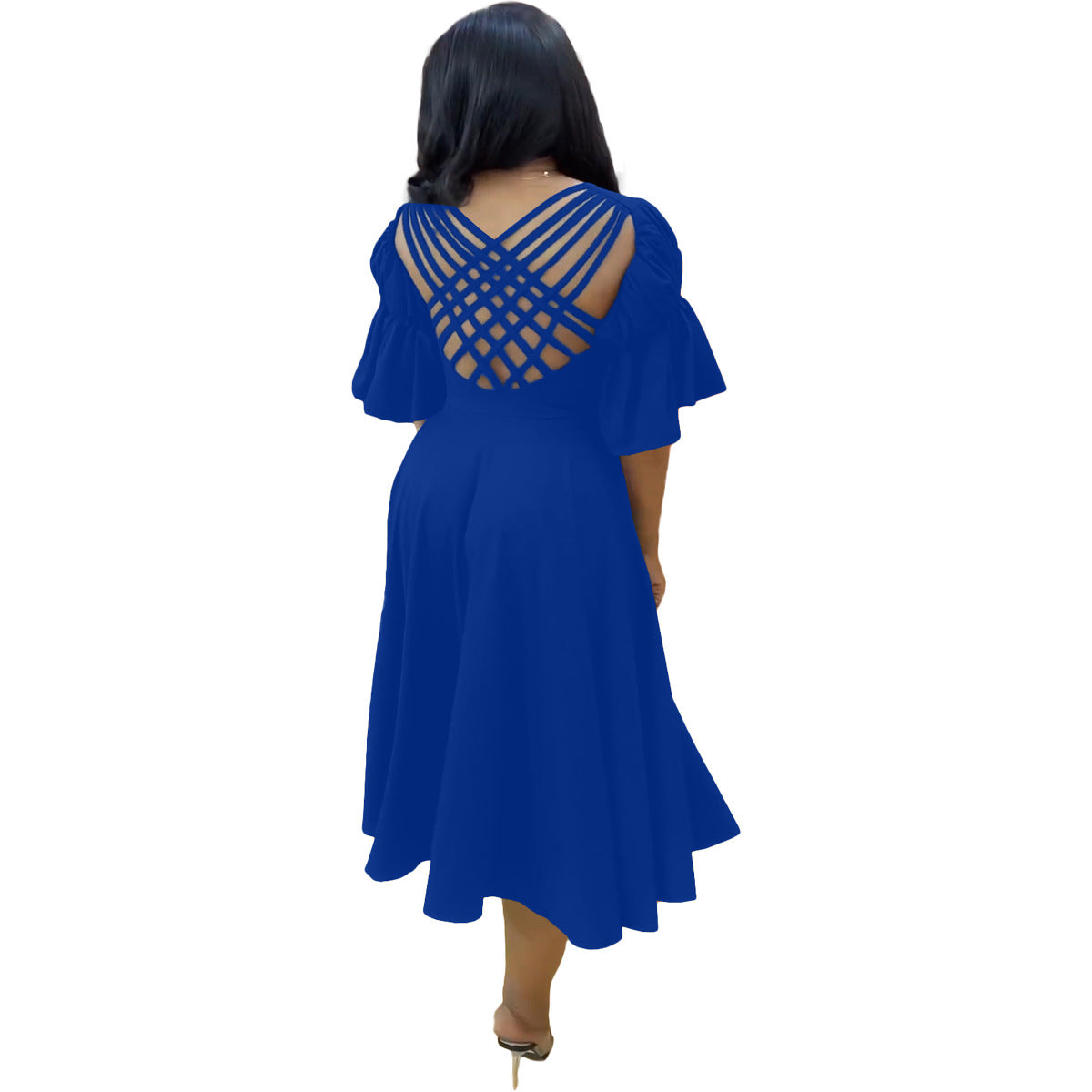 Women's Casual Fashion V-neck Ruffle Dress