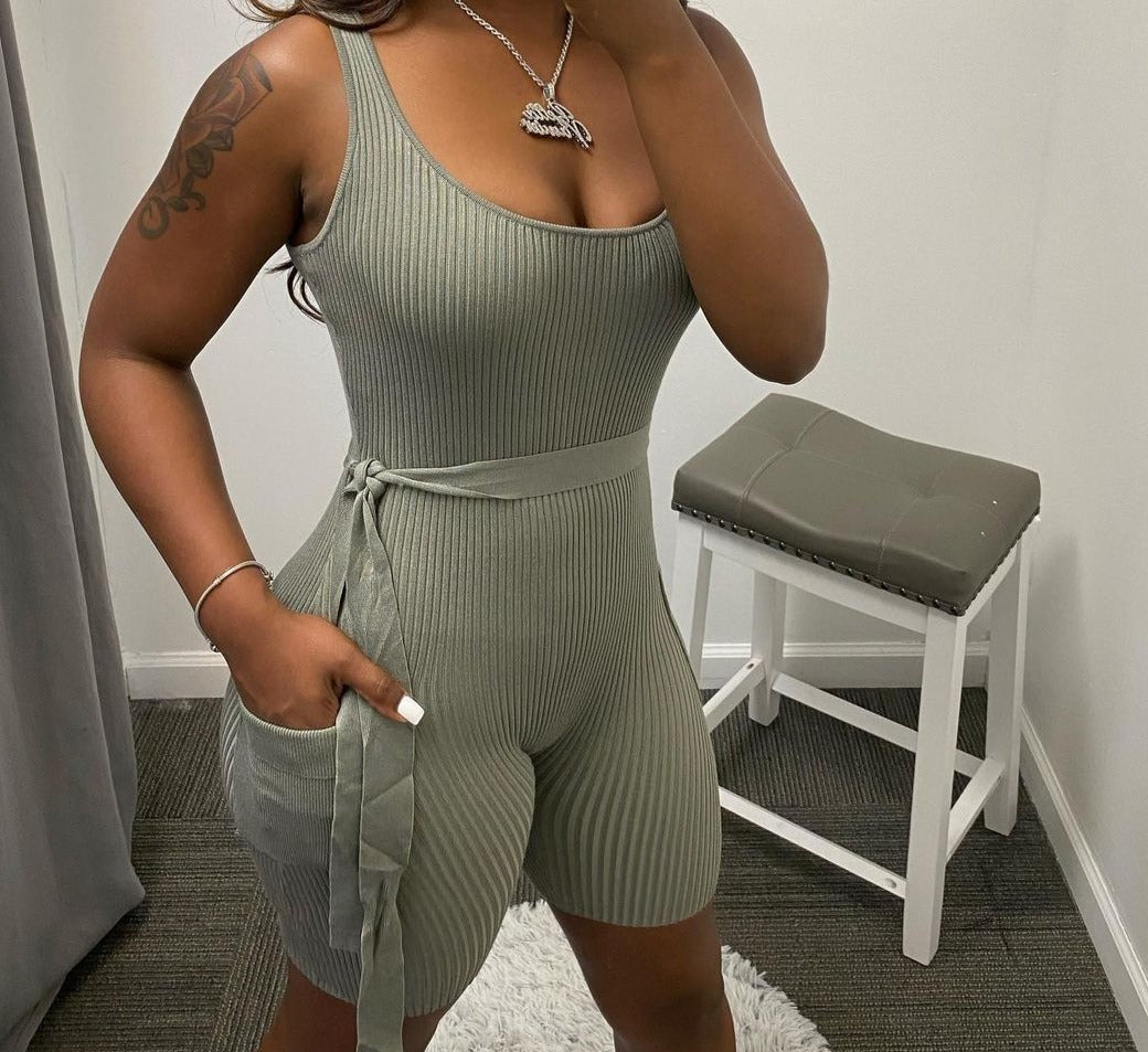 Dames Effen Kleur Pit Strip Strakke Jumpsuit Met Korte Mouwen