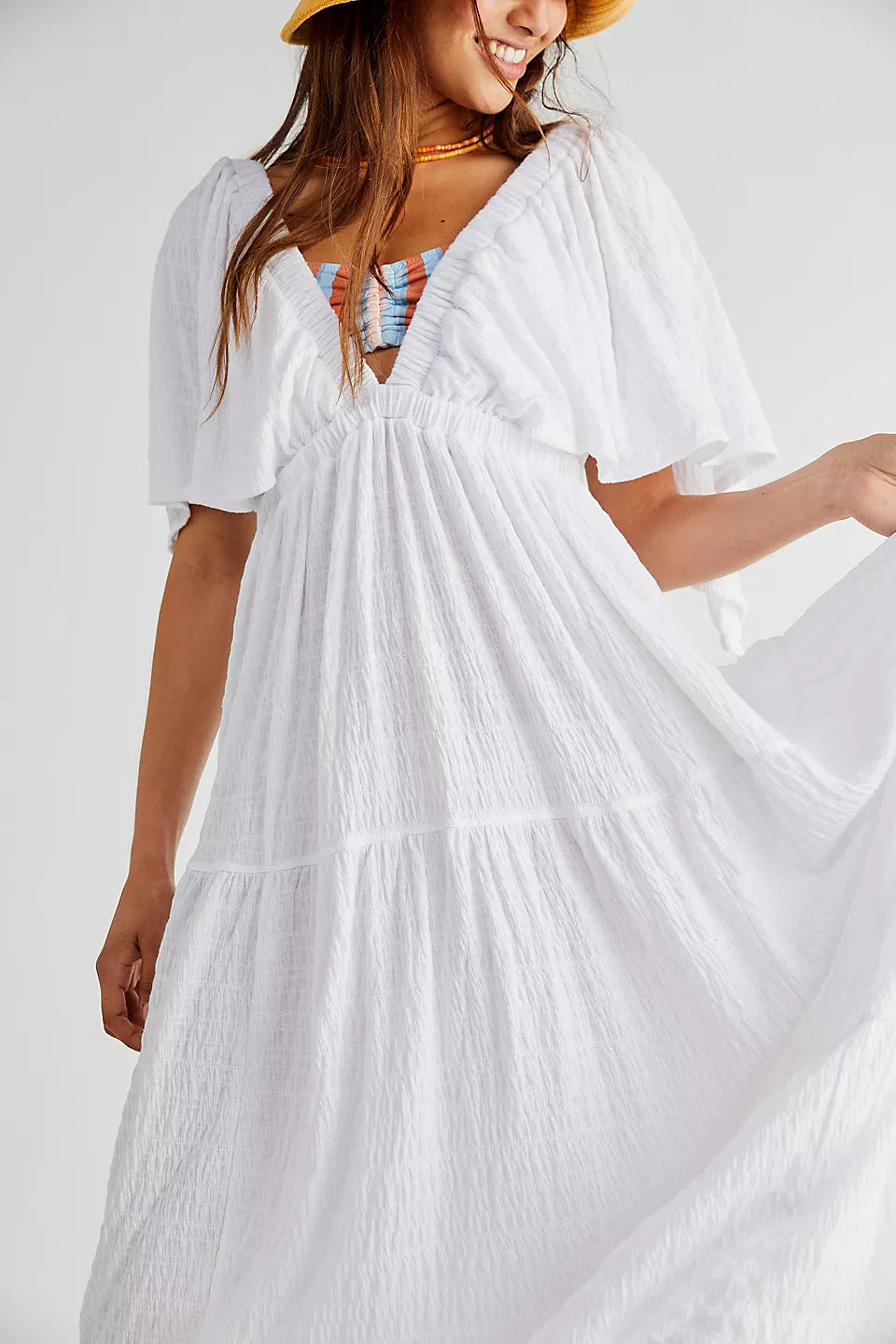 Leisure Fashion Summer V-neck Loose Long Dress