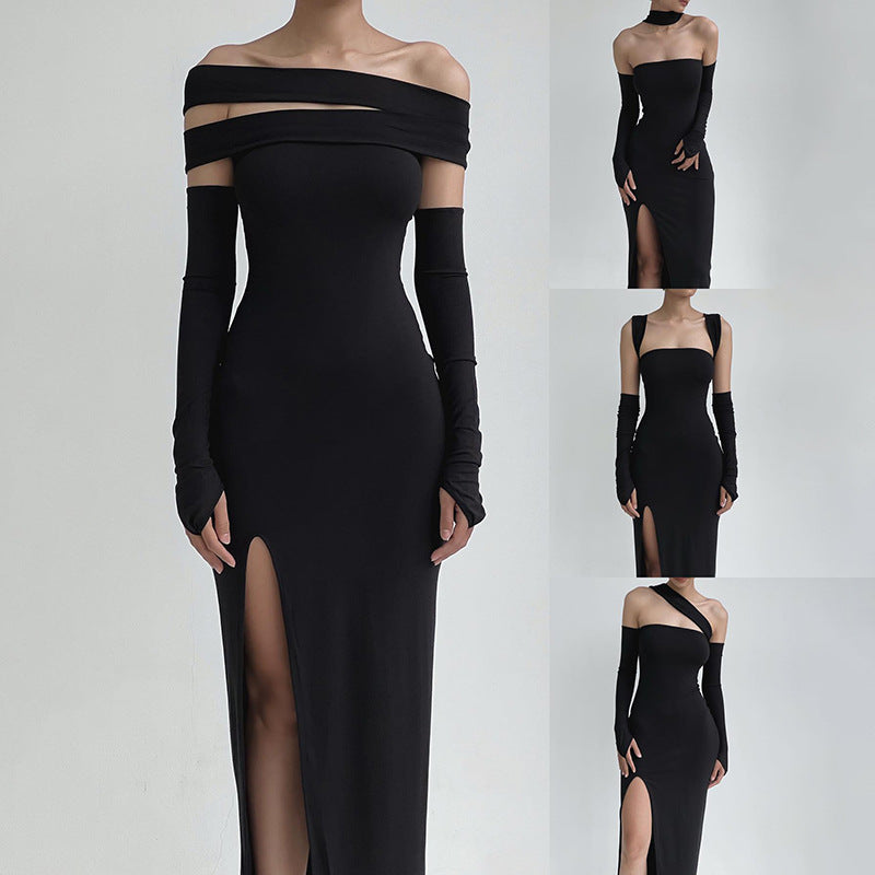 Multiple Binding Methods Tube Top Dress Fashion Hollowed-out Split Dress