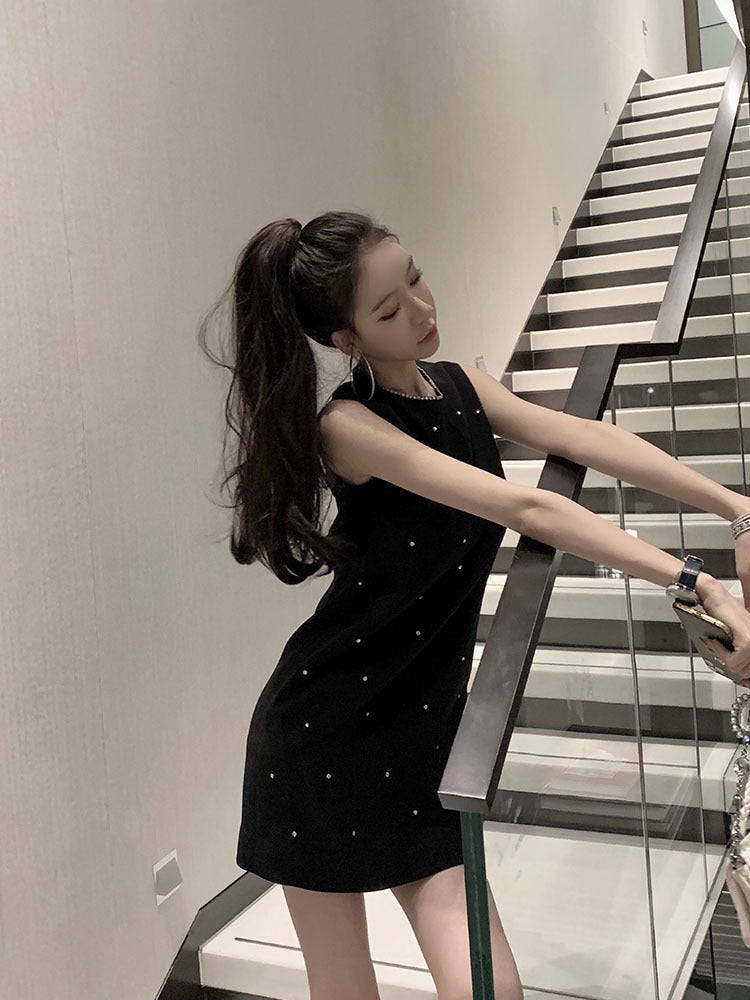 Rhinestone Dress Straight A- Line Skirt