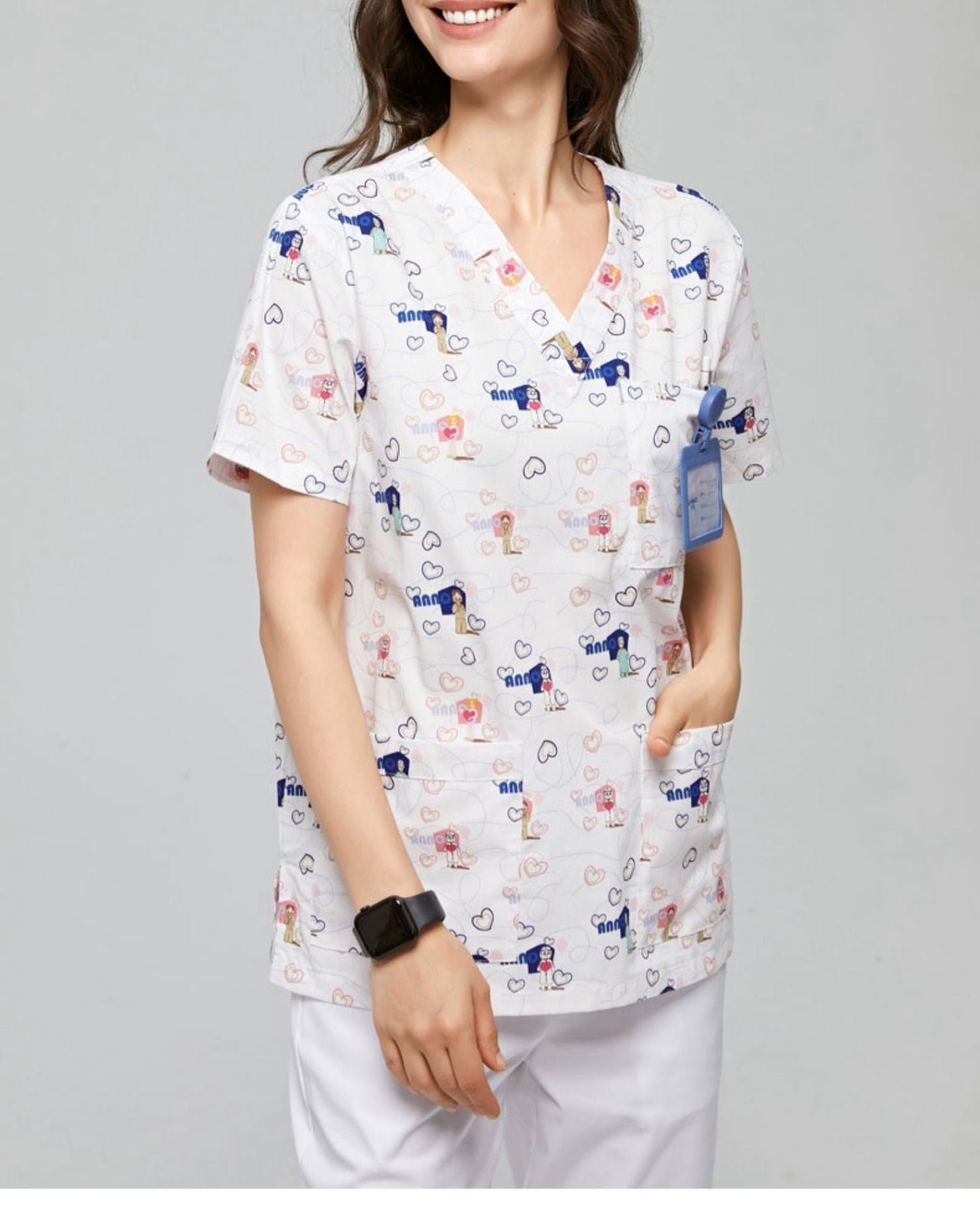 Hand Washing Suit Polyester Cotton Printed Pet Doctor Nurse Work Uniforms
