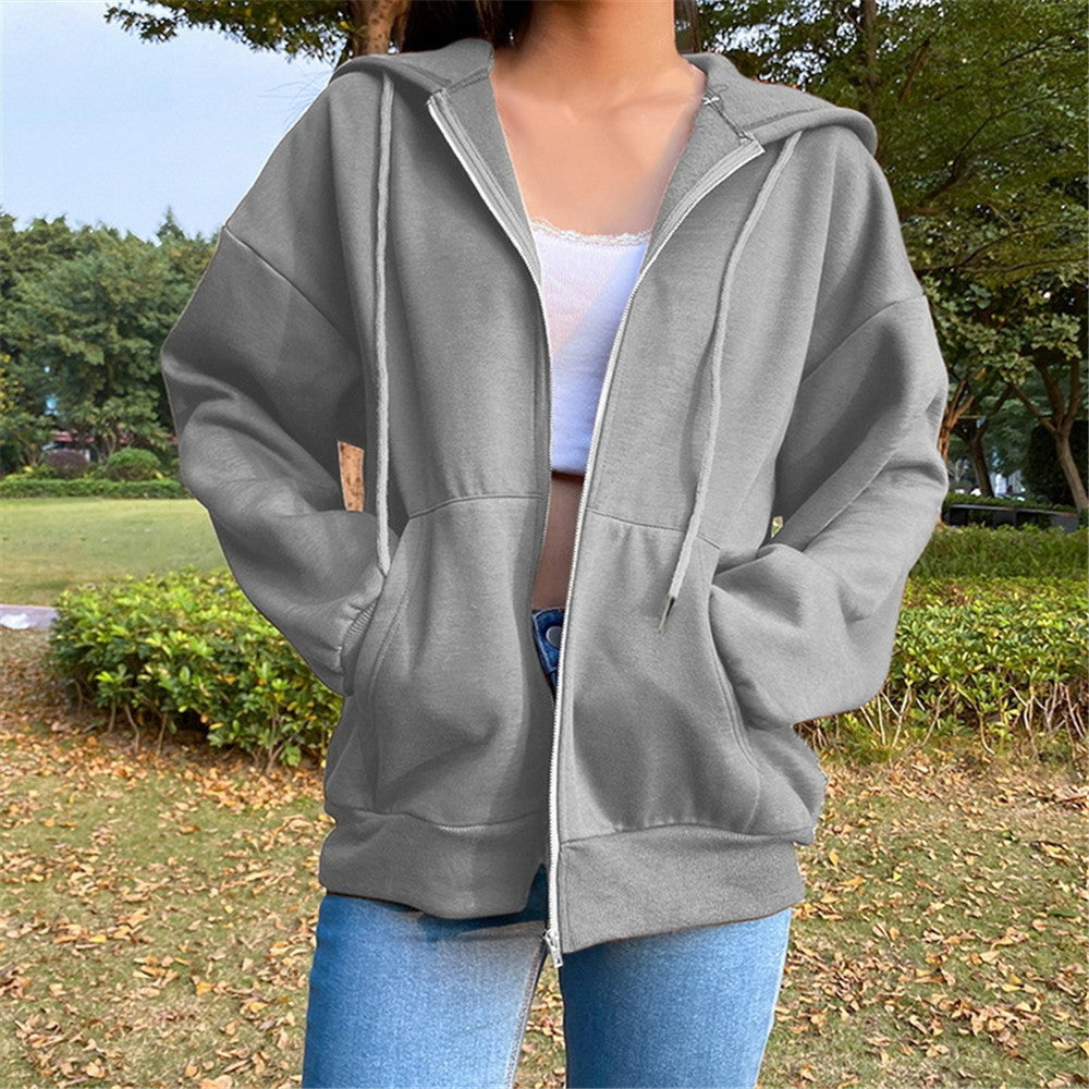 Fashion Loose Street Zip Top