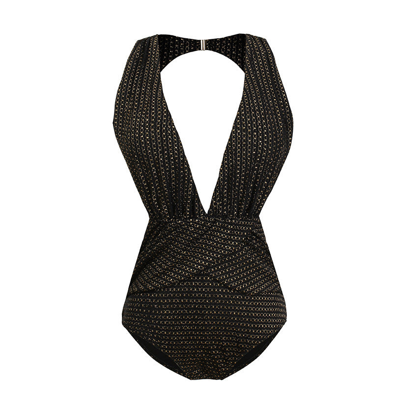 One Piece Backless V-Neck Swimsut