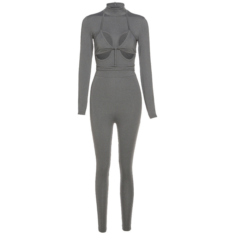 Sexy Hollow Strap Fashion Sports Jumpsuit