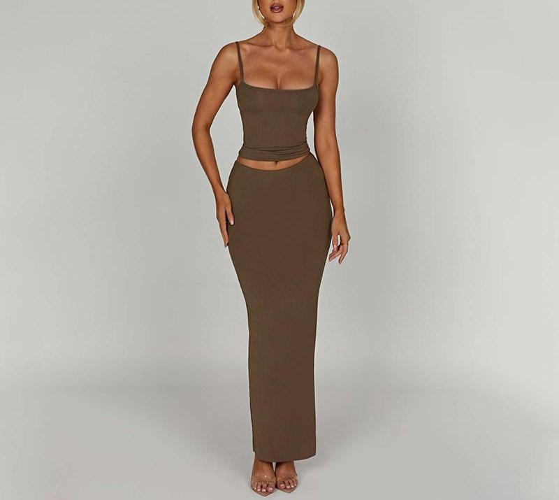 Hanging Strap Half Skirt Casual Suit