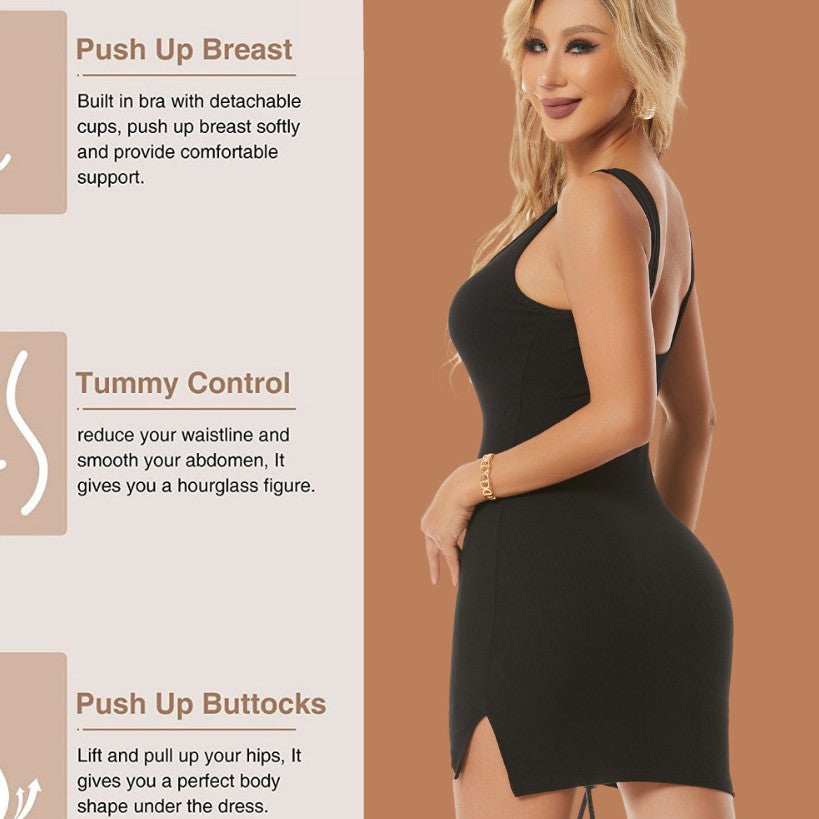 Tank Top Split Body Shaped Skirt