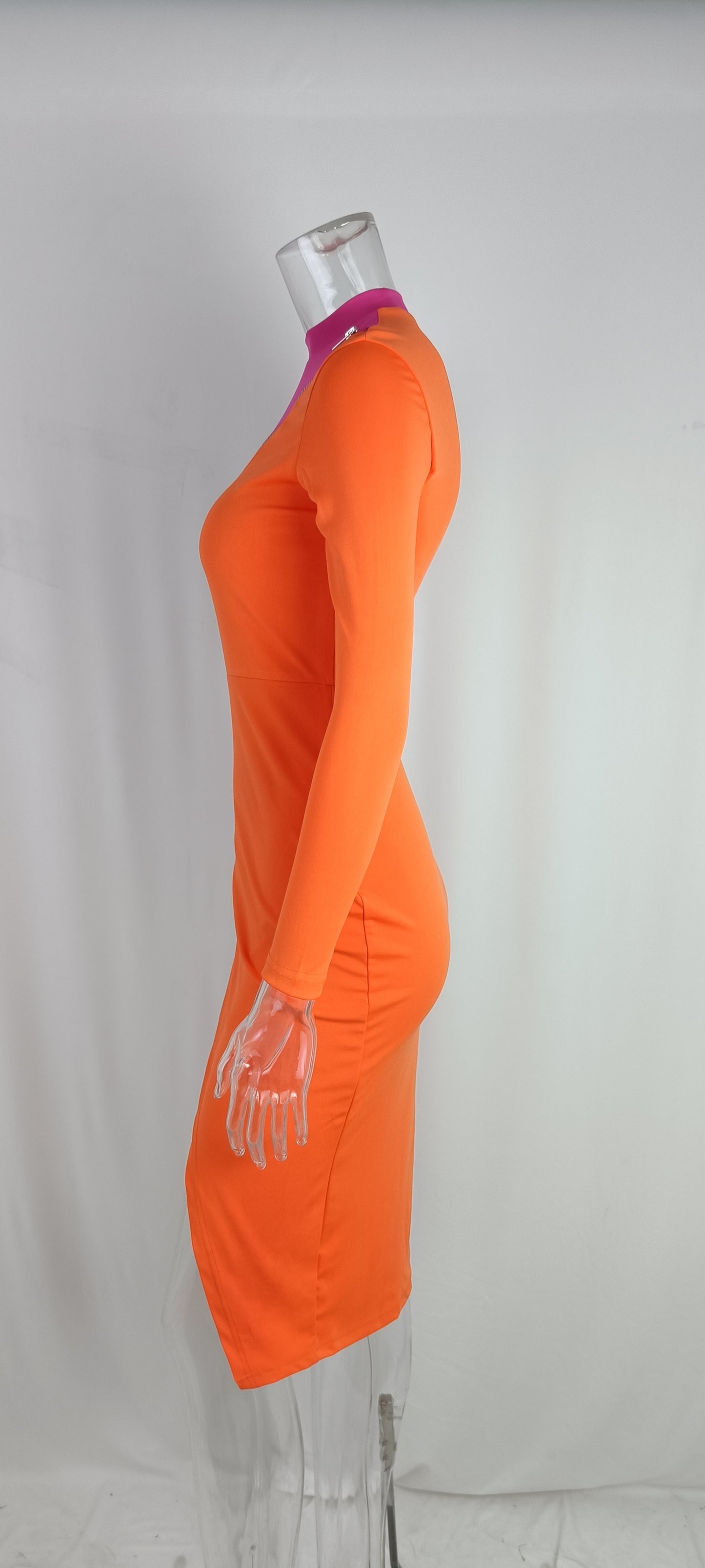 Autumn Women's Elegant Socialite Style High Waist Long-sleeve Zipper Tight Dress