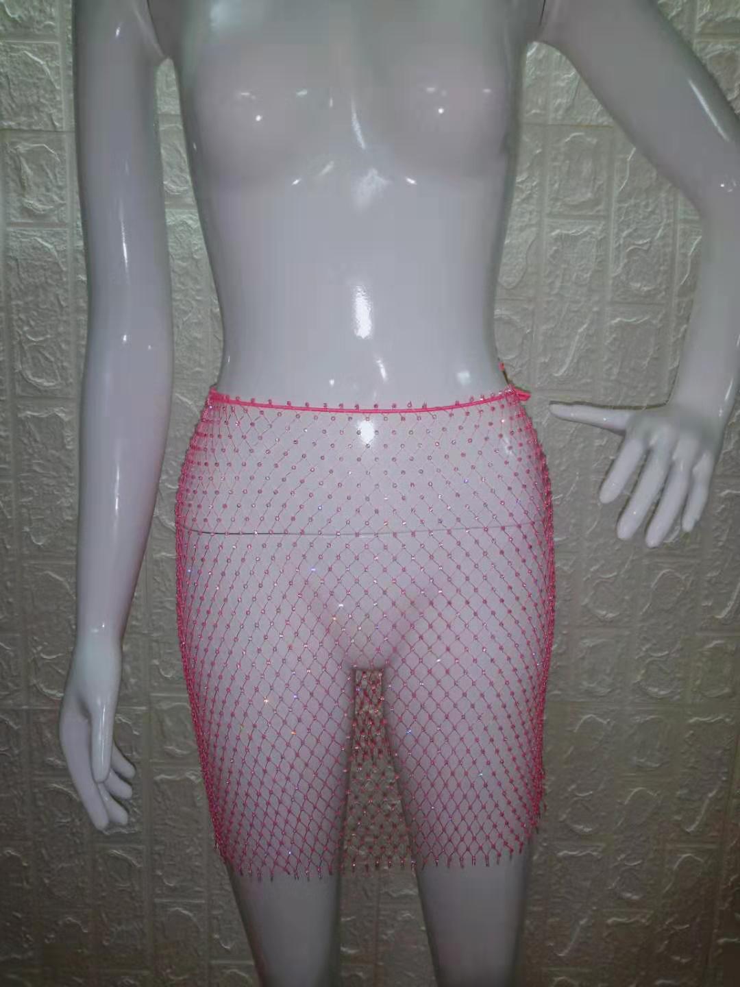Women's Mesh Solid Diamond Skirt