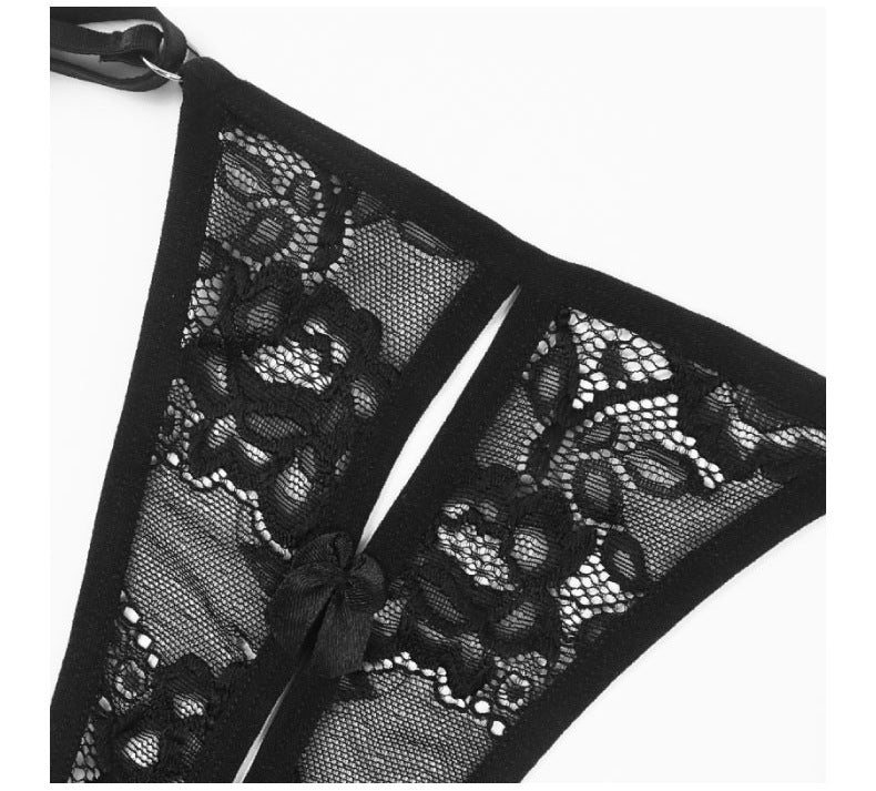 T-back Lace Up Lace Pattern Breathable Underwear