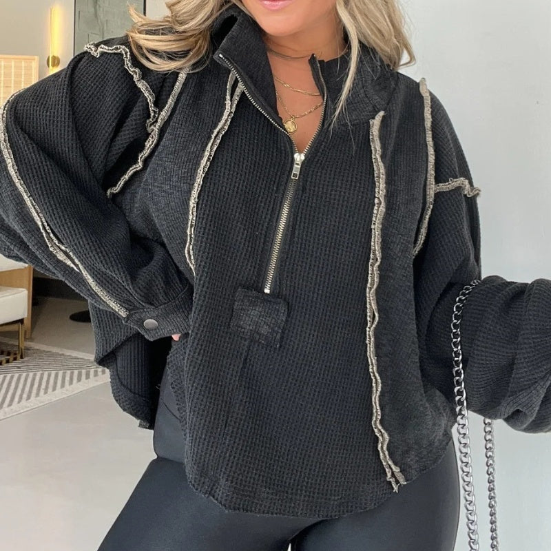 Short Frayed Hem Sweater