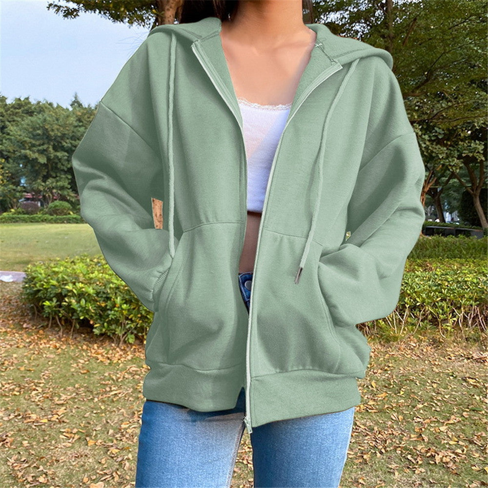 Fashion Loose Street Zip Top