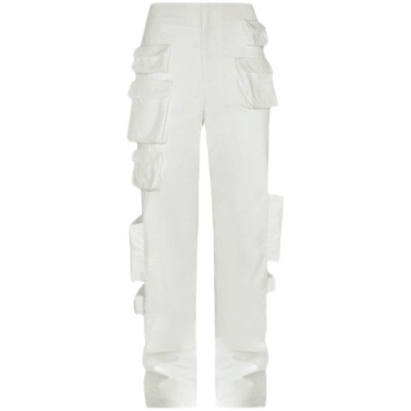 Three-dimensional Multi-pocket High-waist Slim Overalls Casual