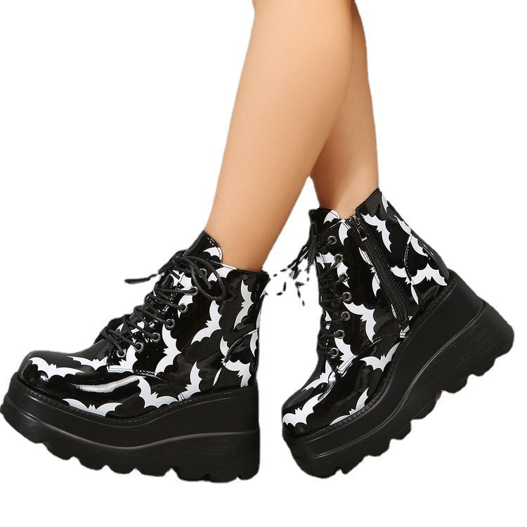 Platform Patent Leather Ankle Boots